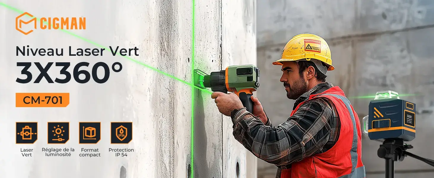 niveau laser cigman cm-701 en situation de chantier