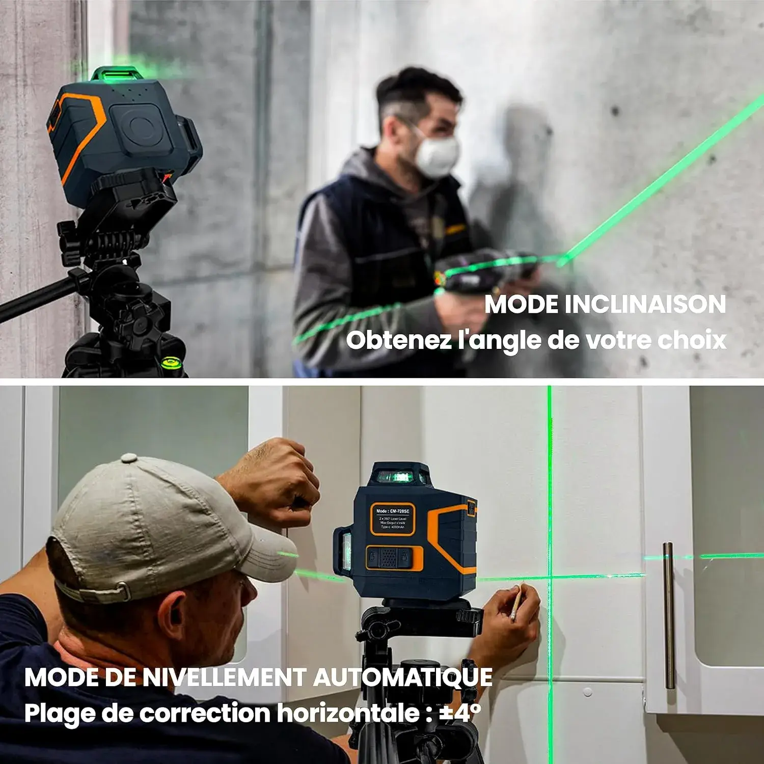 niveau laser cigman cm720se en situation de chantier