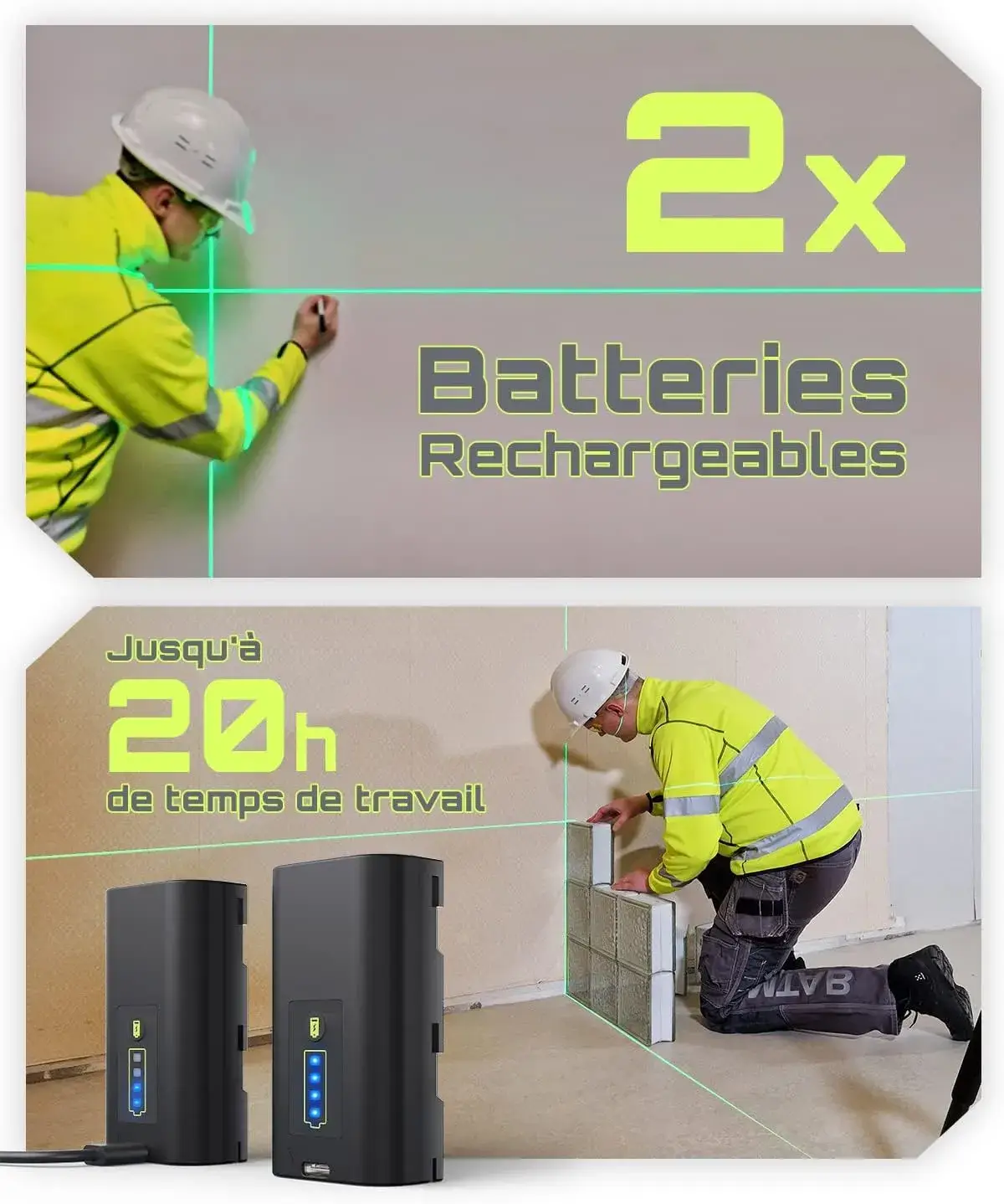 niveau laser lasgoo lg-3d en situation de chantier