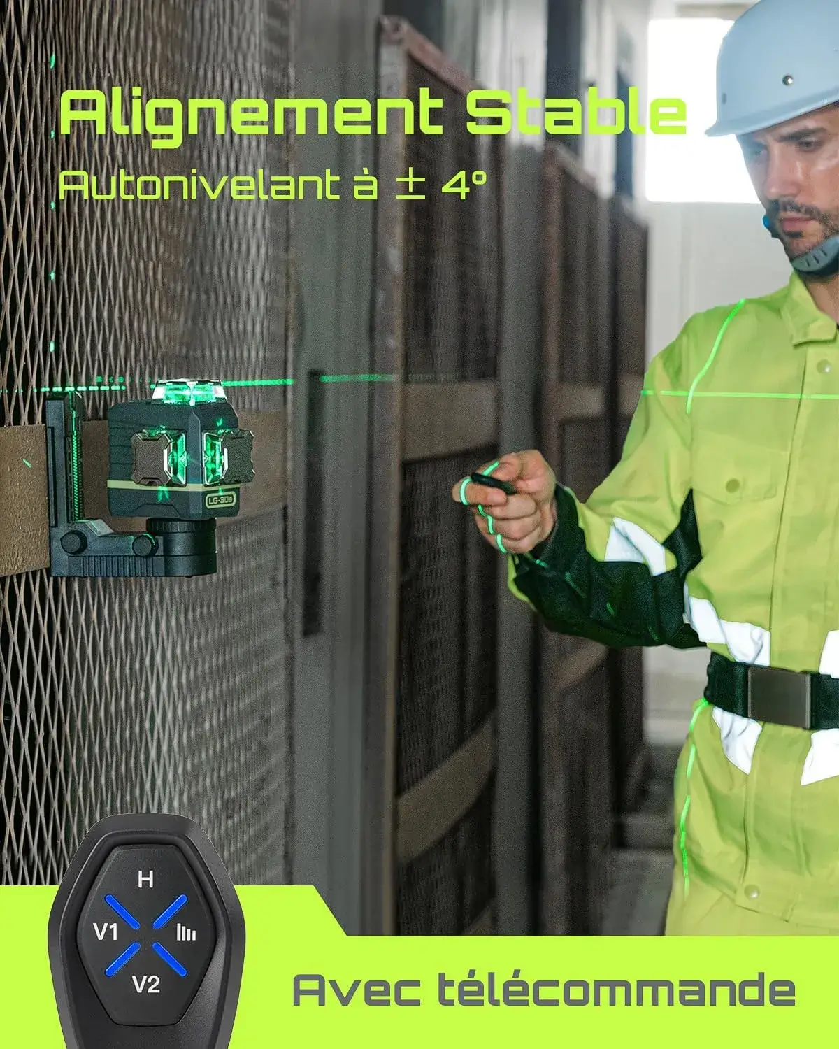 niveau laser lasgoo lg-3ds en situation de chantier