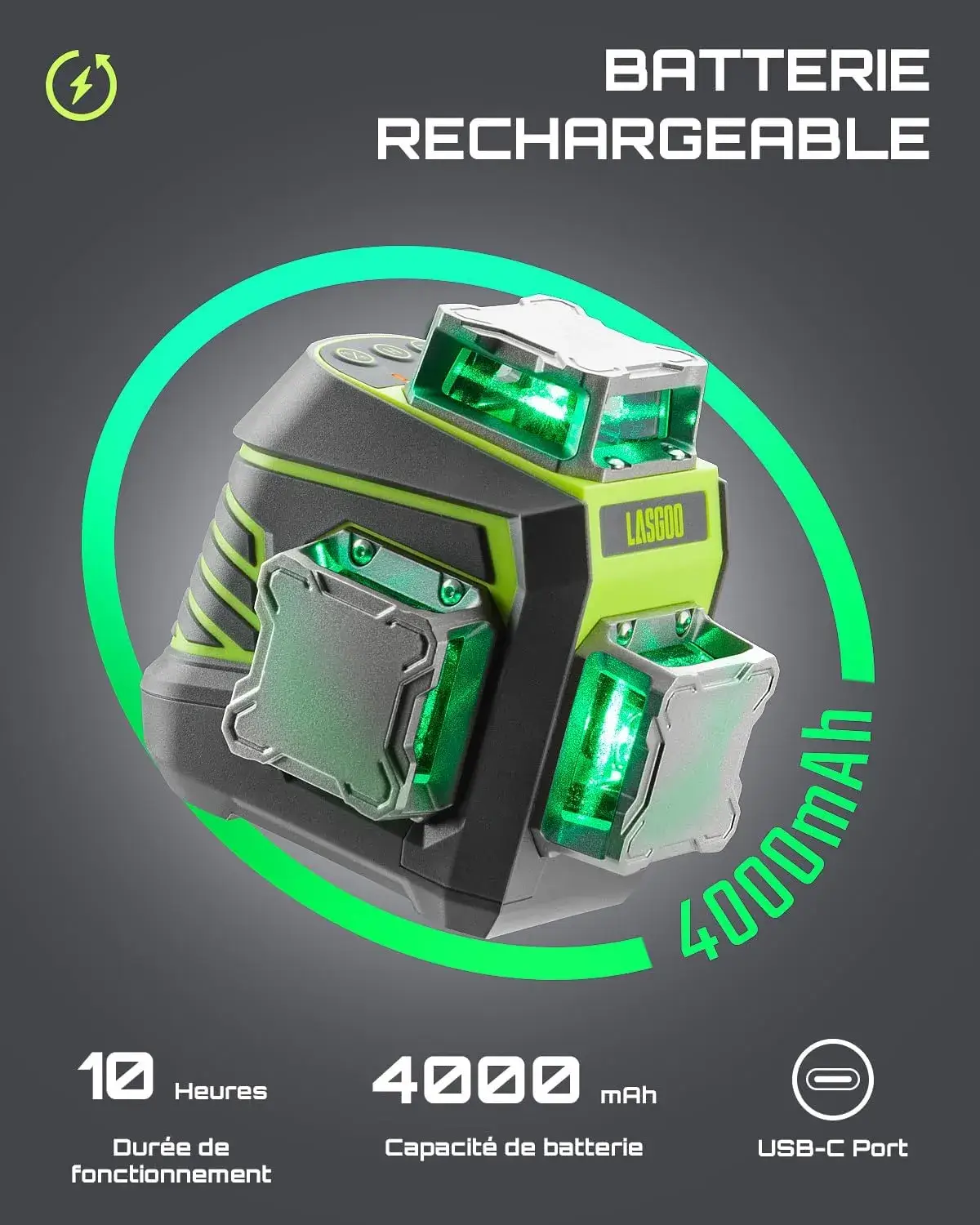niveau laser lasgoo lg-3dx en situation de chantier