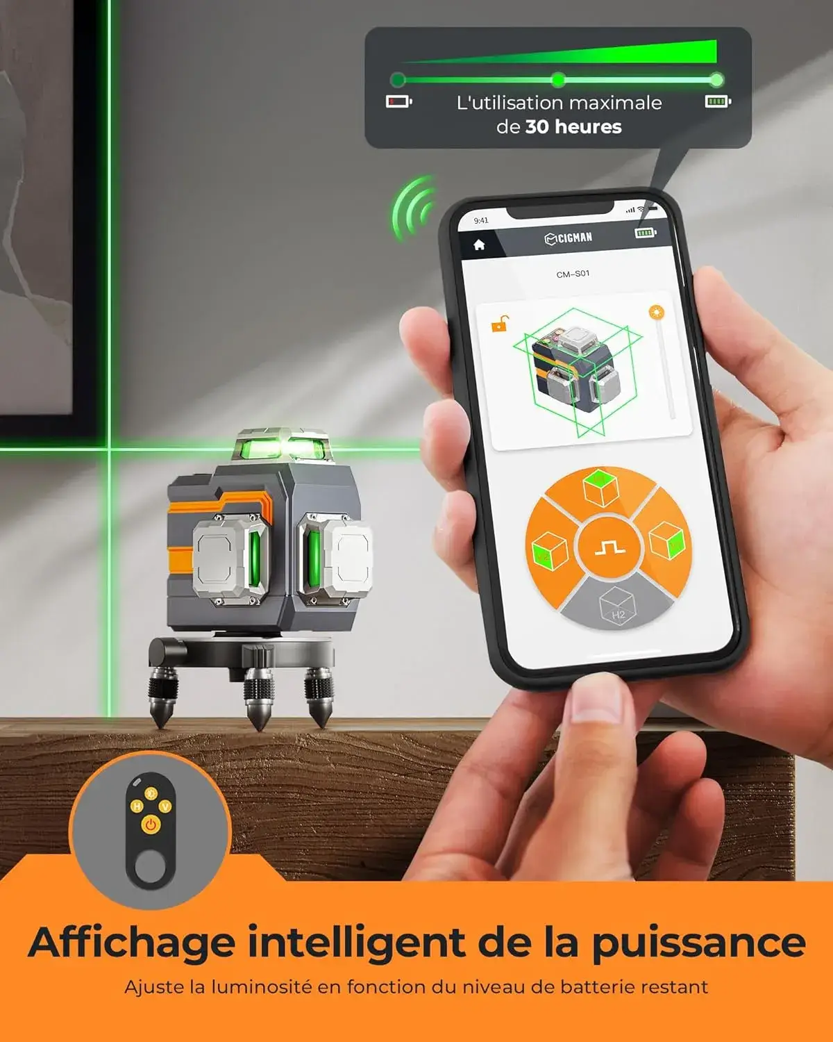 niveau laser cigman cm-s01 en situation de chantier